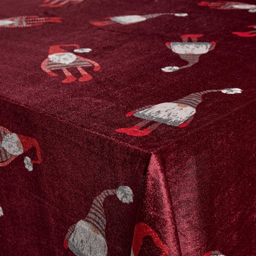 Red velour tablecloth - Christmas tablecloth with elves - Crushed velvet tablecloth - Pack of 3 metres