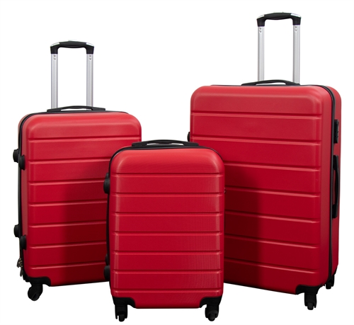 Suitcase offers - Set of 3 pieces - Exclusive hard-shell luggage set - Red Stripe