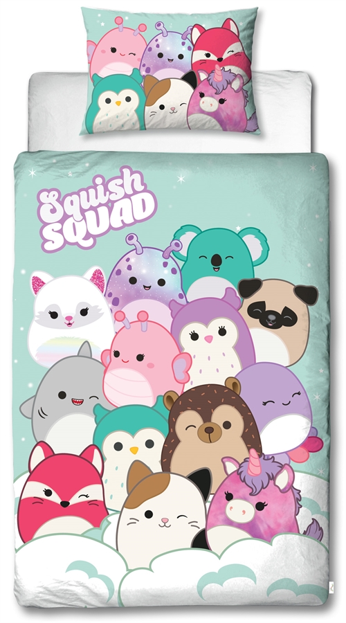 Squishmallows bedding set 140x200 cm - 100% soft cotton - Squishmallows bed set - Reversible design