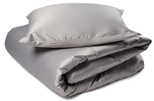 Bedding 140x200 cm - Satin silky bed set - Solid grey bed linen - Soft as silk