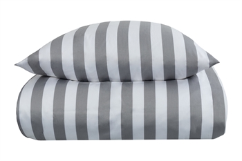 Striped bedding for double duvet - 200x200 cm - Soft cotton satin - Nordic Stripe - Grey and white bedding set