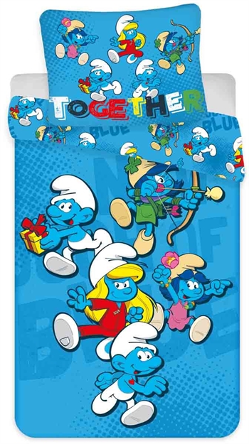 Smurf bedding 140x200 cm - Duvet cover with 2-in-1 design - 100% cotton bedding set