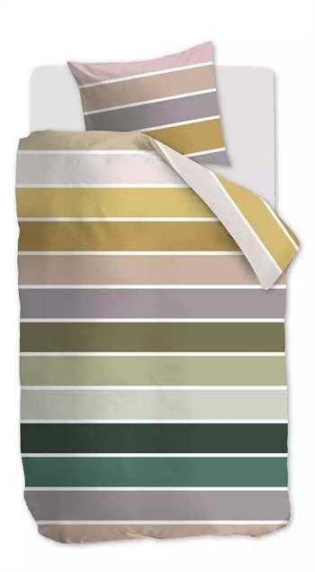 Auping bedding - 140x220 cm - Cotton satin set - Wide stripes - Auping Poseidon multi