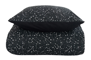 Bedding 140x200 cm - Zodiac Black - Constellation - Duvet cover in 100% cotton - Borg Living bed set