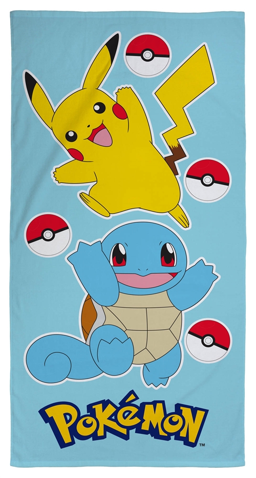 Pokémon towel - 70x140 cm - Children\'s towel featuring Pikachu and Squirtle - Bath towel 100% Cotton