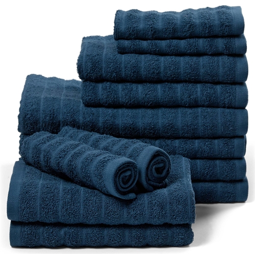 Towel pack, 12 pcs. - 100% Cotton - Borg Living towels in blue