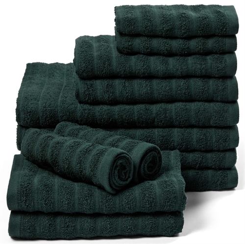 Towel pack, 12 pcs. - 100% Cotton - Borg Living towels in petrol