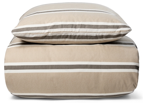 Bedding 200x220 cm - Stripe beige, flannel bedding - Striped bed set - 100% cotton flannel - Nordstrand Home