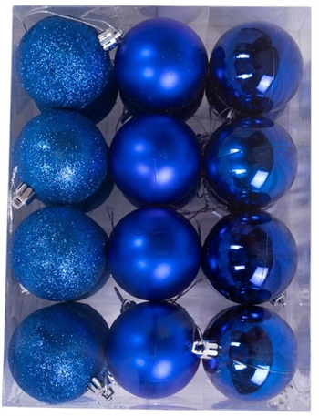 Christmas Baubles - Blue - Pack of 24 Each measures 6 cm in diameter