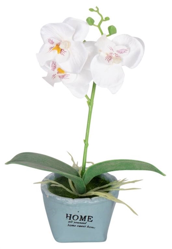 Artificial Orchid - Height 26 cm - Stunning white flowers - Faux potted plant