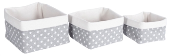 Storage baskets - Set of 3 -   Canvas fabric with stars.