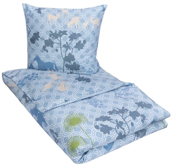 Double duvet set 200x200 cm - Happy Horses blue - Bedding set in 100% Cotton satin - Susanne Schjerning bedding