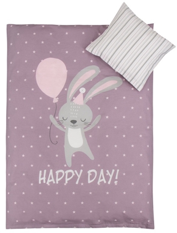 Junior bedding 100x140 cm - Set with Rabbit - purple - 2-in-1 design - 100% cotton