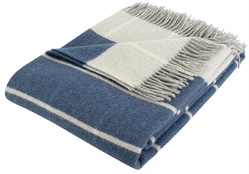 Wool throw - 100% New Zealand wool - Toscana check blue - 130x200 cm - By Borg