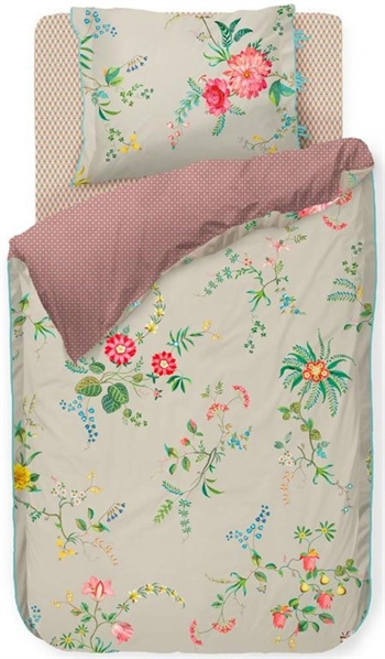 Pip Studio bedding - 140x200 cm - Fleur khaki - Floral bedding - Double-sided set - 100% cotton