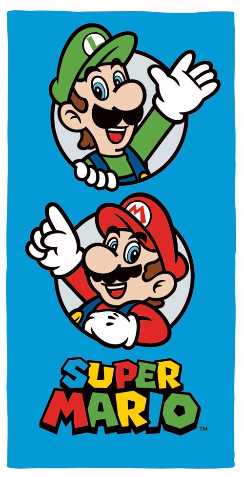 Super Mario towel - 70x140 cm - Children\'s towel featuring Mario and Luigi - Bath towel 100% Cotton