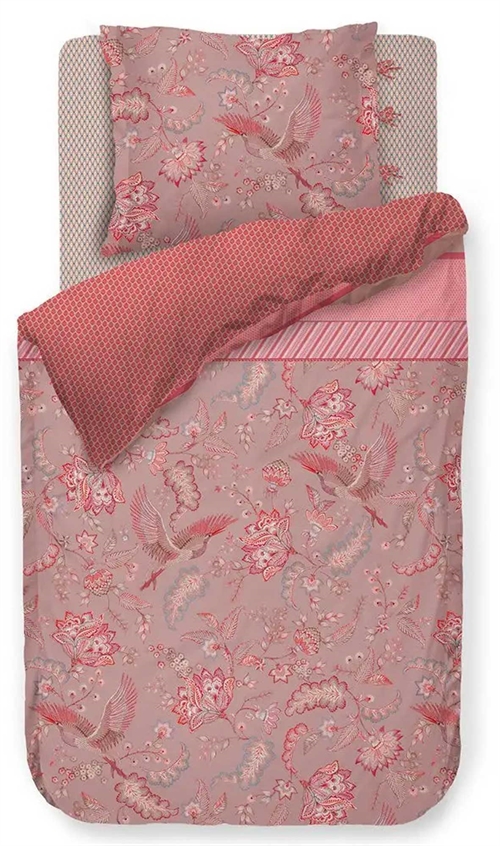 Floral bedding - 140x200 cm - Royal Birds Khaki - Bed linen with a double-sided design - 100% cotton - Pip Studio