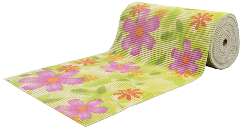 Non-slip bath mat - Available by metre - Green with flowers - 65 cm wide - Multifunctional bath mat