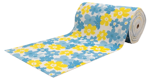 Non-slip bath mat - Available by metre - White with flowers - 65 cm wide - Multifunctional bath mat