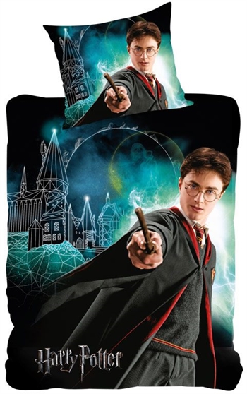 Bedding set 140x200 cm - Harry Potter - Glow-in-the-dark black bedding - 2 in 1 - Children\'s bedding in 100% cotton