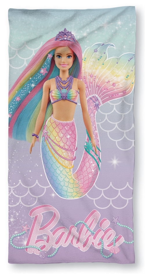 Barbie towel - 70x140 cm - 100% Cotton - Soft bath towel with Barbie as a mermaid