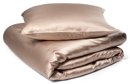 Silk bed linen - 140x200 cm - Solid colour sand bed linen - Bedding set in 100% mulberry silk - By Borg