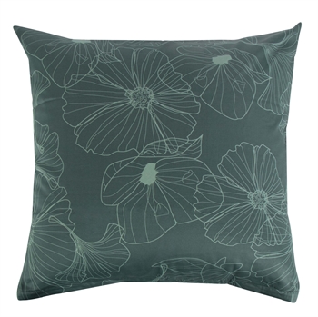 Cushion cover 60x63 cm - Reversible design in 100% cotton satin - Big Flower green - From By Night