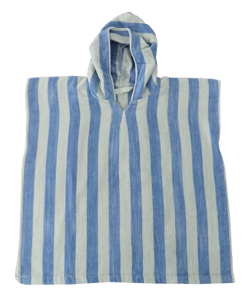 Towelling poncho - Children\'s towel - Striped blue - 60x120 cm - 100% Cotton - Borg living