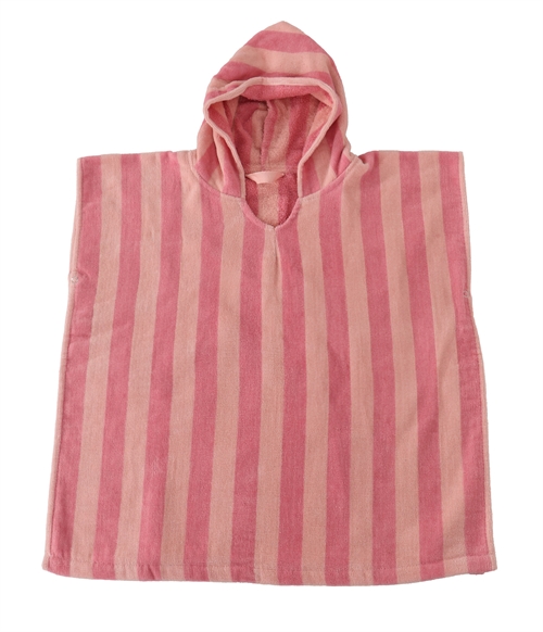 Towelling poncho - Children\'s towel - Striped pink - 60x120 cm - 100% Cotton - Borg living