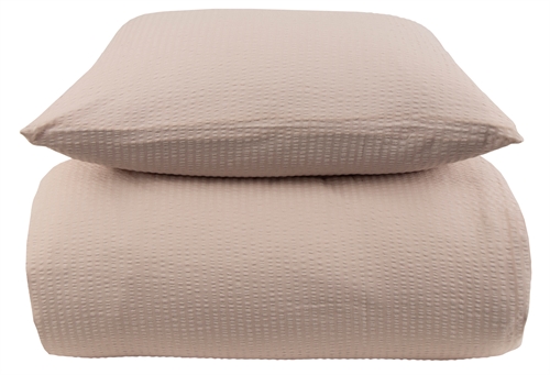 Seersucker bedding 150x210 cm - Sand-coloured bed set 100% Cotton crepe - By Night bed linen