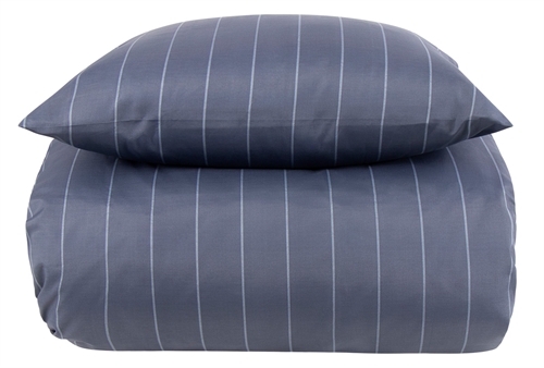 Bedding set 140x200 cm - Blue striped bed set - Borg Living bed linen in polycotton