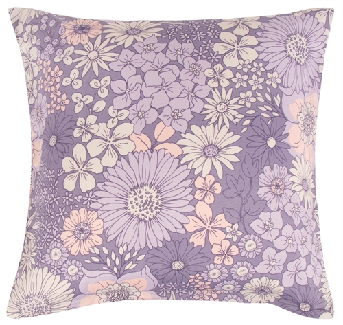 Pillowcase 60x63 cm - Purple floral pillowcase in polycotton - Borg Living