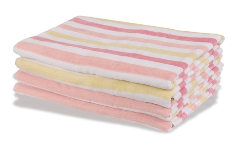 Beach towel - 100x200 cm - Striped yellow and pink - 100% Soft cotton - Borg Living