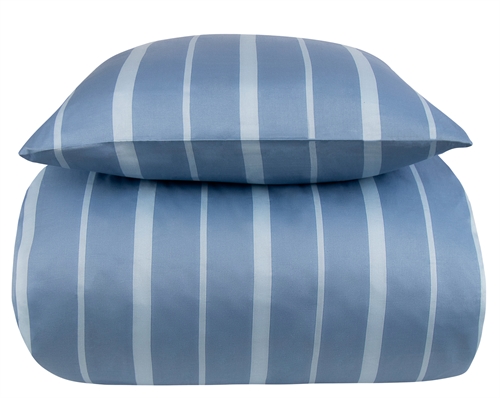 Bedding 200x220 cm - 100% cotton satin - Lana light blue striped bedding - Extra soft set from By Borg