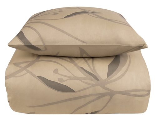 Bedding 200x220 cm - 100% cotton satin - Iris beige floral bedding - Exceptionally soft set from By Borg.