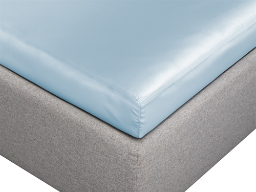 Silk sheet - Topper fitted sheet 180x200x8 cm - Dusty blue - 100% mulberry silk - By Borg