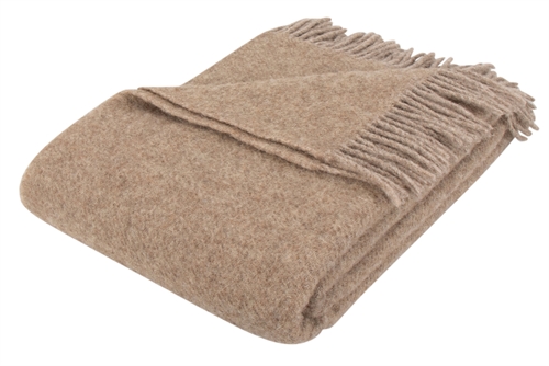 Wool throw - 100% New pure wool  - 130x200 cm - Soft wool throw in solid colour sand - Nordstrand Home throw