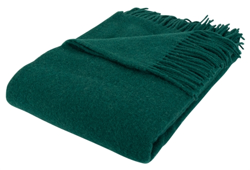 Wool throw - 100% New pure wool  - 130x200 cm - Soft wool throw in solid colour dark green - Nordstrand Home throw