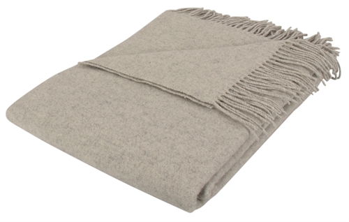 Wool throw - 40% Cashmere - 130x200 cm - Solid light grey wool blanket - By Borg throw