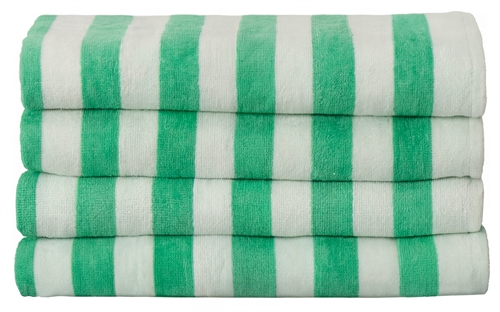 Beach towel - 100x200 cm - 100% cotton - Green and white stripes - Beach towel - Nordstrand Home