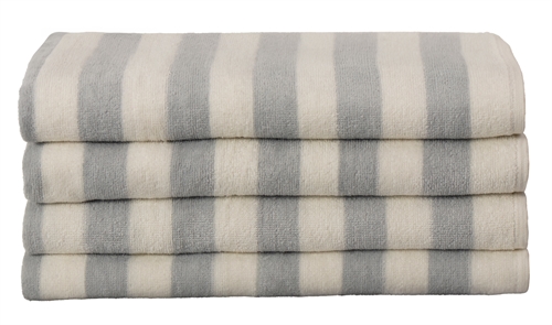 Striped bath towel - 70x140 cm - 100% Cotton - Grey and white - Bath towel with stripes - Nordstrand Home