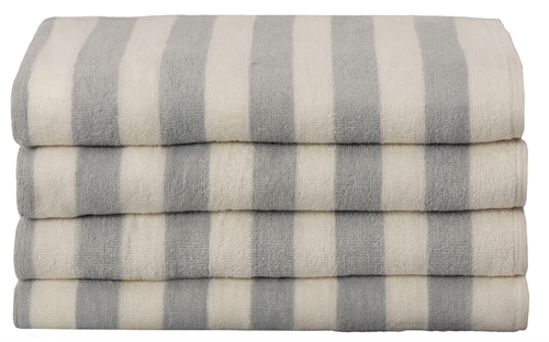 Beach towel - 100x200 cm - 100% cotton - Grey and white stripes - Beach towel - Nordstrand Home