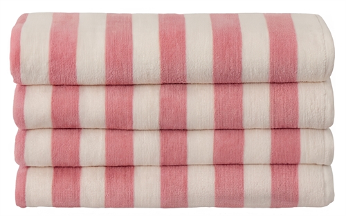 Beach towel - 100x200 cm - 100% cotton - Rose and white stripes - Beach towel - Nordstrand Home