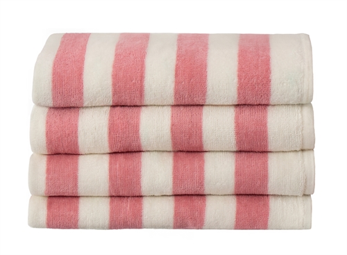 Striped towel - 50x100 cm - 100% Cotton - Rose and white - Towel with stripes - Nordstrand Home