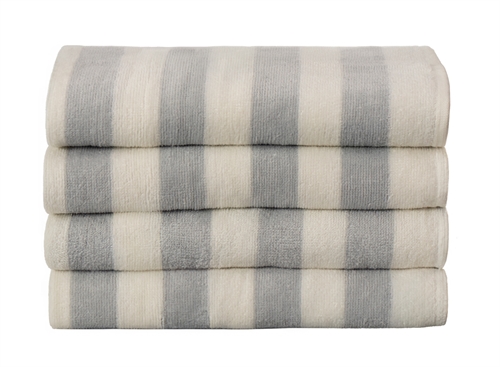 Striped towel - 50x100 cm - 100% cotton - Grey and white - Towel with stripes - Nordstrand Home