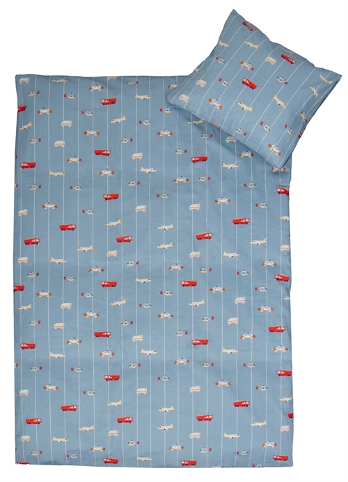 Baby bedding 70x100 cm - Blue with cars and aeroplanes - 100% cotton bedding set