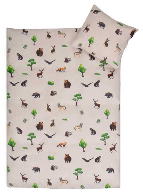 Baby bedding set 70x100 cm - Pink with forest animals - 100% cotton