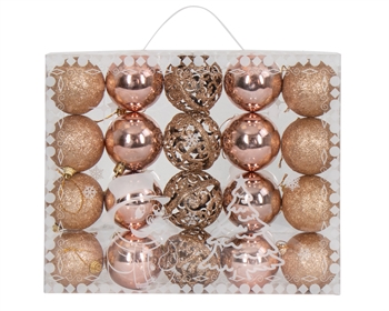 Christmas baubles - 20 pcs Gold/Rose gold - 6 cm in diameter - Lovely Christmas tree decoration