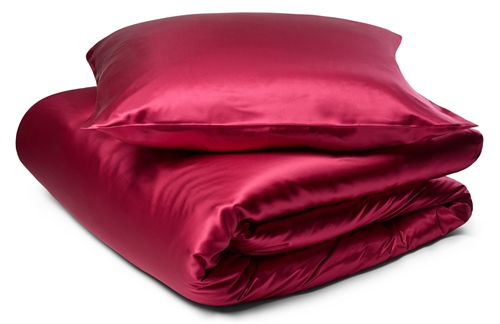 Silk bedding - 140x200 cm - Plum-coloured bedding set - 100% mulberry silk bedding set - By Borg