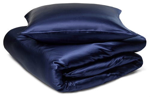 Silk bed linen - 140x200 cm - Navy blue bed linen - Bed linen in 100% mulberry silk - By Borg